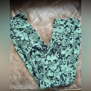 Lululemon Floral Green and Black Leggings